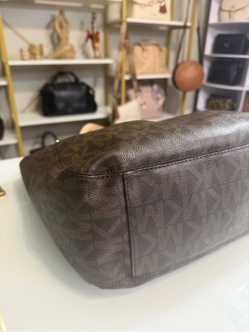 Michael Kors Lily Chain Brown Monogram Shoulder Bag